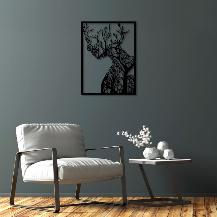 Wallity Tree Woman - 320 Escultura de pared metálica negra